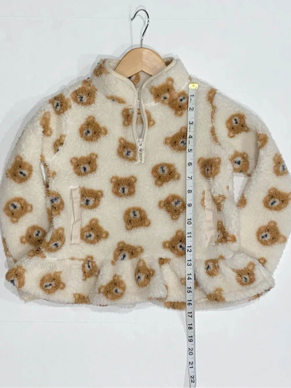 Gymboree Girls ‘Little Essentials’ Cream Bear Sherpa Half-Zip Pullover Size 6